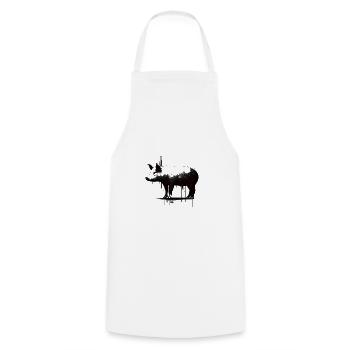 Pig Stencil White and Black - Cooking Apron - white - Front - AI Model Male 185 dark (185cm)