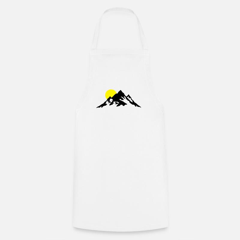 Mountain and Sunrise, Mountains - Cooking Apron - white