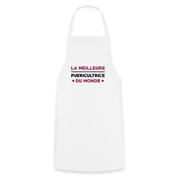 Puériculture / Puéricultrice / Bébé / Maternelle - Tablier de cuisine - blanc - Devant - AI Model Male 185 dark (185cm)