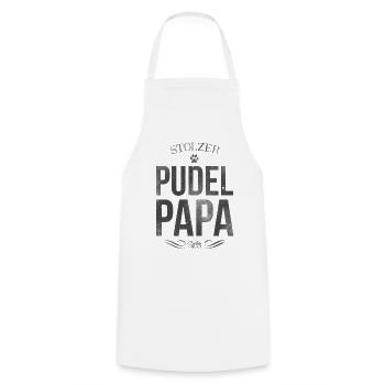 Stolzer Pudel-Papa - Kochschürze - Weiß - Vorne - AI Model Male 185 dark (185cm)