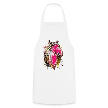 Pink Horse - Horse Head Drawing Horses Painting - Cooking Apron - white - Front - AI Model Male 185 dark (185cm)