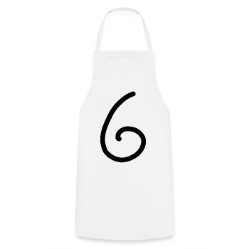 6 Number six number black Birthday - Cooking Apron - white - Front - AI Model Male 185 dark (185cm)