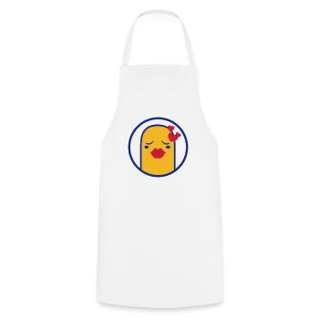 Cute Comic Character (Kiss, Circle) - Cooking Apron - white - Front - AI Model Male 185 dark (185cm)