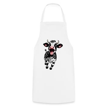 Happy calf calf funny farm motif - Cooking Apron - white - Front - AI Model Male 185 dark (185cm)