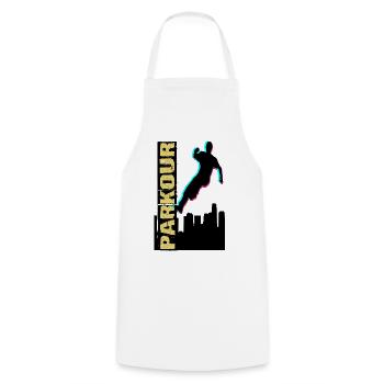 Parkour - Kochschürze - Weiß - Vorne - AI Model Male 185 dark (185cm)