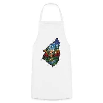 Wolf - Cooking Apron - white - Front - AI Model Male 185 dark (185cm)