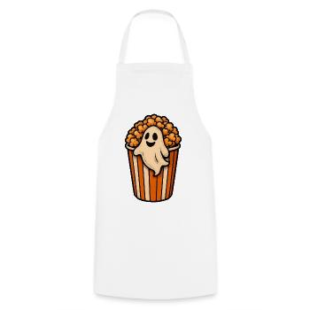 Popcorn ghost in the popcorn pot - Cooking Apron - white - Front - AI Model Male 185 dark (185cm)