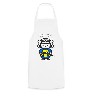 Kawaii Samurai Child in Yellow Blue - Cooking Apron - white - Front - AI Model Male 185 dark (185cm)