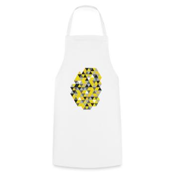 Motif triangulaire géométrique Jaune ensoleillé - Tablier de cuisine - blanc - Devant - AI Model Male 185 dark (185cm)