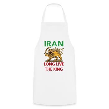 Emblème du Lion d’Iran : Vive le Roi - Tablier de cuisine - blanc - Devant - AI Model Male 185 dark (185cm)