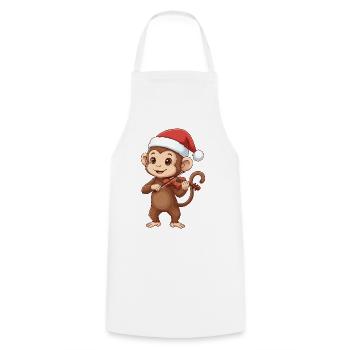 Weihnachtsaffe spielt Geigenkunst - Kochschürze - Weiß - Vorne - AI Model Male 185 dark (185cm)