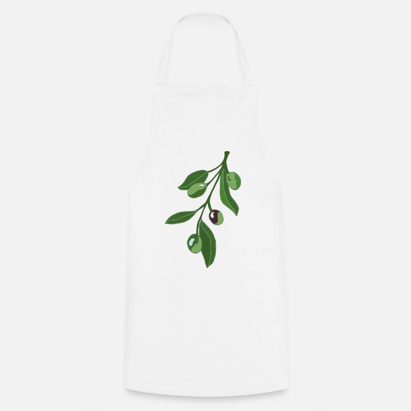 Olive Branch Botany Illustration - Cooking Apron - white