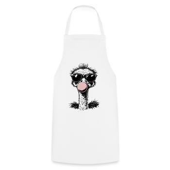 Cool Ostrich Blowing Bubblegum - Cooking Apron - white - Front - AI Model Male 185 dark (185cm)