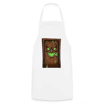 Demonic Door Faces Wood - Cooking Apron - white - Front - AI Model Male 185 dark (185cm)