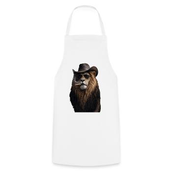 Lion avec chapeau, lunettes de soleil et cigares - Tablier de cuisine - blanc - Devant - AI Model Male 185 dark (185cm)