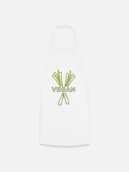 Vegan Lauch Silhouette - Kochschürze - Weiß
