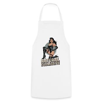 Fétichisme BDSM Femdom Soumis Naturel - Tablier de cuisine - blanc - Devant - AI Model Male 185 dark (185cm)
