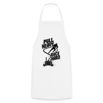 Sled Pull Fitness Race - Kochschürze - Weiß - Vorne - AI Model Male 185 dark (185cm)