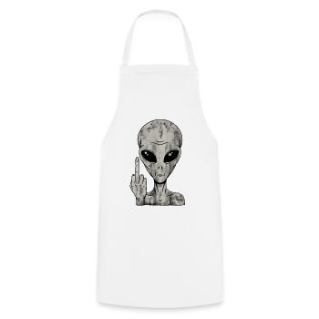 Alien Fuck Off – Middle Finger - Cooking Apron - white - Front - AI Model Male 185 dark (185cm)