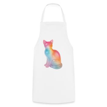 Regenbogenkatze Prisma - Kochschürze - Weiß - Vorne - AI Model Male 185 dark (185cm)
