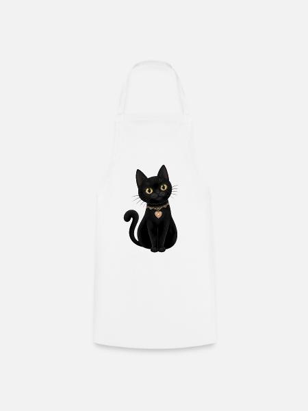 Elegante Schwarze Katze - Kochschürze - Weiß