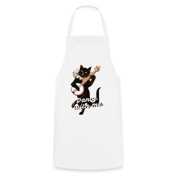 Dance with Me – Schwarze Katze mit Banjo - Kochschürze - Weiß - Vorne - AI Model Male 185 dark (185cm)