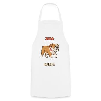 Zero Hurry – Fauler Bulldoggen-Humor - Kochschürze - Weiß - Vorne - AI Model Male 185 dark (185cm)
