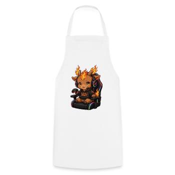 Kawaii Gamer Girl Fire Goat Shirt | Pink Headset  - Kochschürze - Weiß - Vorne - AI Model Male 185 dark (185cm)