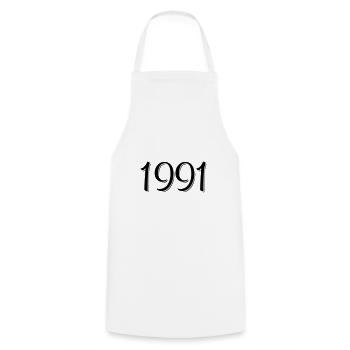 Année de naissance 1991 Cadeaux Anniversaire - Tablier de cuisine - blanc - Devant - AI Model Male 185 dark (185cm)