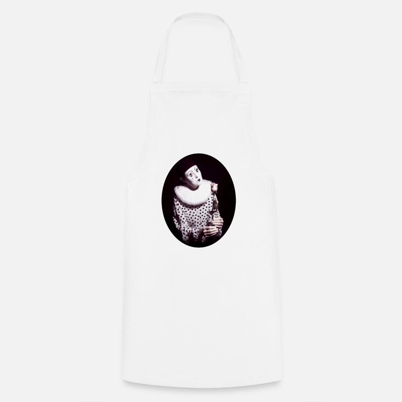 Pierrot with Rose - Cooking Apron - white