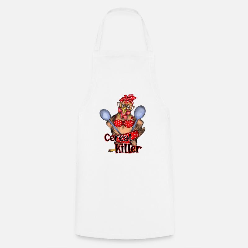 Tueur de céréales - conception de maman de poulet folle - Tablier de cuisine - blanc