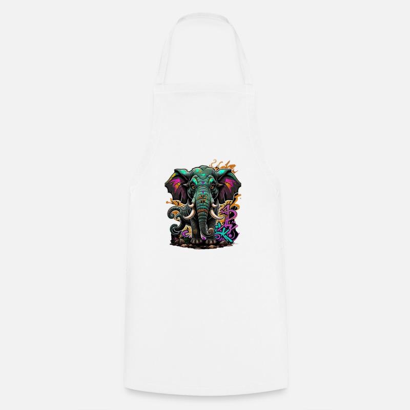 Graffiti Elephant - Cooking Apron - white