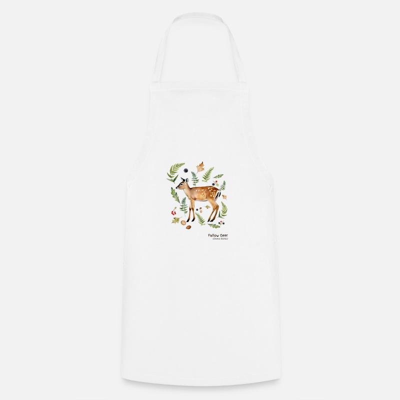 Fallow Deer with name in dark text - Cooking Apron - white