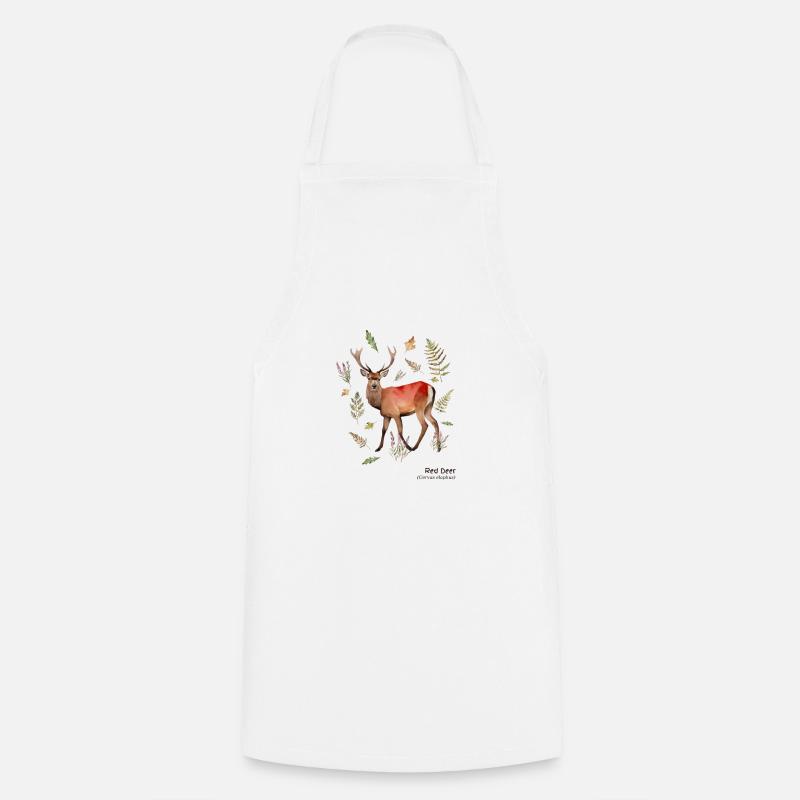 Red Deer with name in dark text - Cooking Apron - white