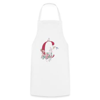 Buchstabe c floral - Geschenkidee - Kochschürze - Weiß - Vorne - AI Model Male 185 dark (185cm)