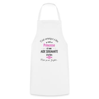 T-shirt Princesse Aide Soignante - Tablier de cuisine - blanc - Devant - AI Model Male 185 dark (185cm)