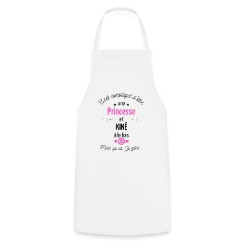 Pas facile d'être princesse et kiné - Tablier de cuisine - blanc - Devant - AI Model Male 185 dark (185cm)