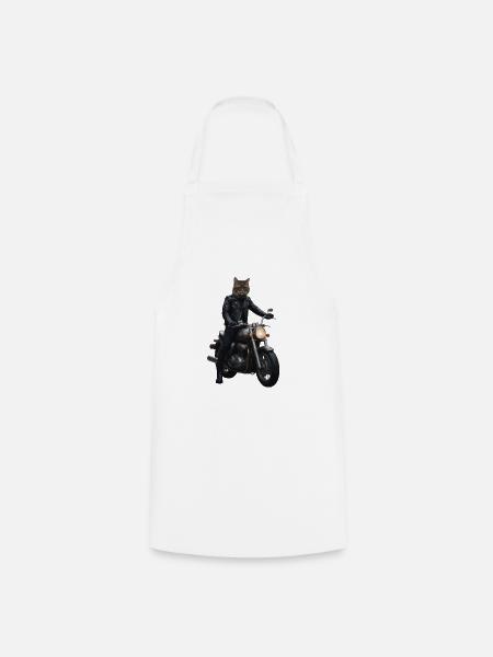 Biker Katze - Kochschürze - Weiß