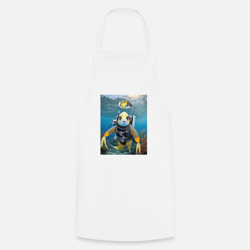 Fish in a diving suit 3 - Cooking Apron - white