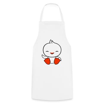 Duck sits friendly happy greeting waving - Cooking Apron - white - Front - AI Model Male 185 dark (185cm)