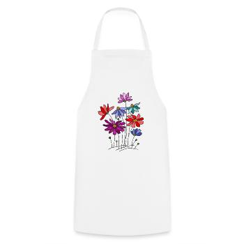 Blumen - Kochschürze - Weiß - Vorne - AI Model Male 185 dark (185cm)