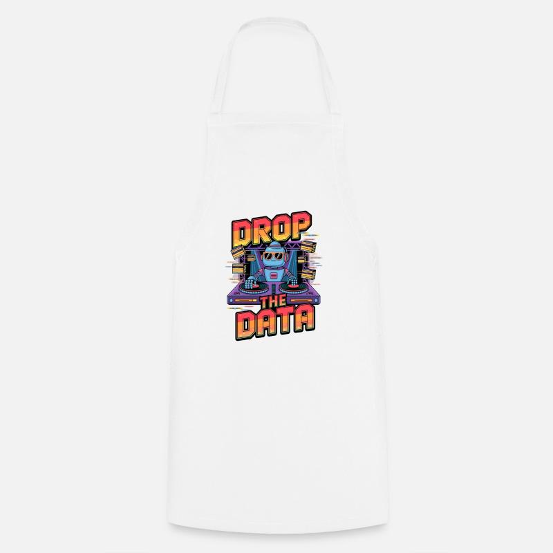 Drop the Data DJ Robot Techno Design - Cooking Apron - white