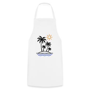 Palmiers d’été de l’île - Tablier de cuisine - blanc - Devant - AI Model Male 185 dark (185cm)