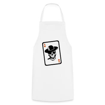 poker tete de mort as carte coeur - Tablier de cuisine - blanc - Devant - AI Model Male 185 dark (185cm)