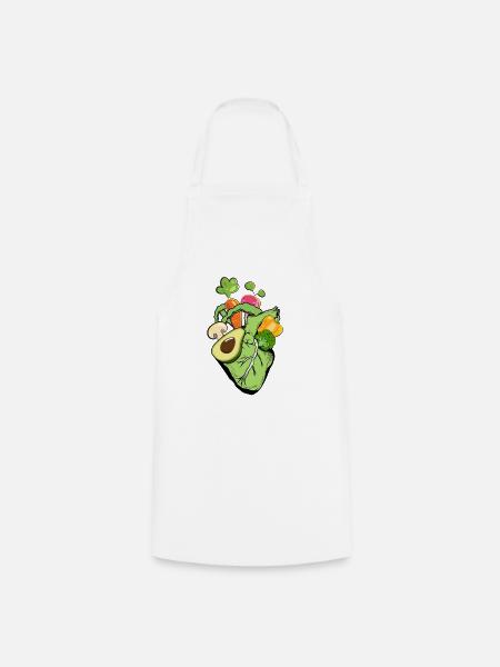 Veganes Herz - Kochschürze - Weiß