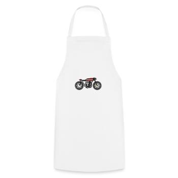 Moto vintage - Tablier de cuisine - blanc - Devant - AI Model Male 185 dark (185cm)