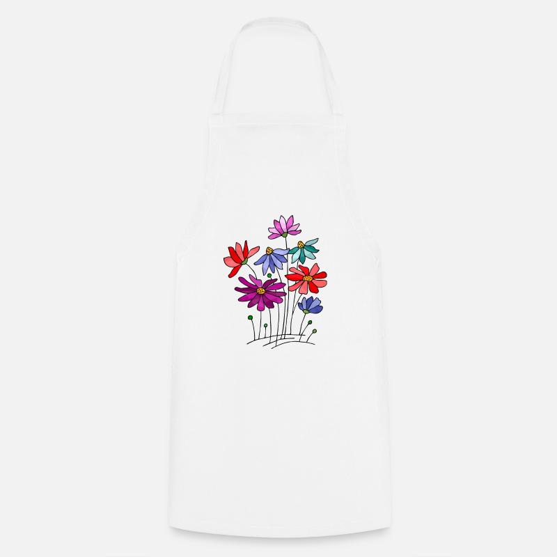 Fleurs - Tablier de cuisine - blanc