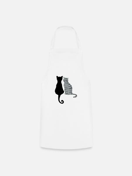 Schwarze und graue Katzen - Kochschürze - Weiß