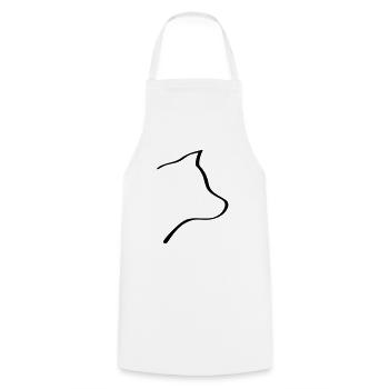 Dog / Wolf Line Art - Minimaliste - Tablier de cuisine - blanc - Devant - AI Model Male 185 dark (185cm)