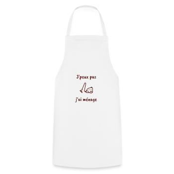 J peux pas j ai ménage - Tablier de cuisine - blanc - Devant - AI Model Male 185 dark (185cm)
